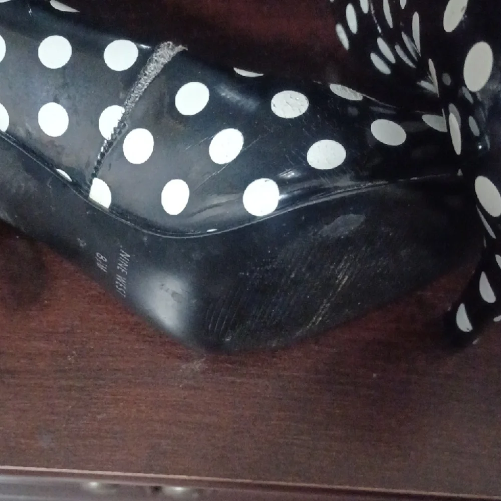 Nine West Black and White Polka Dot Heels